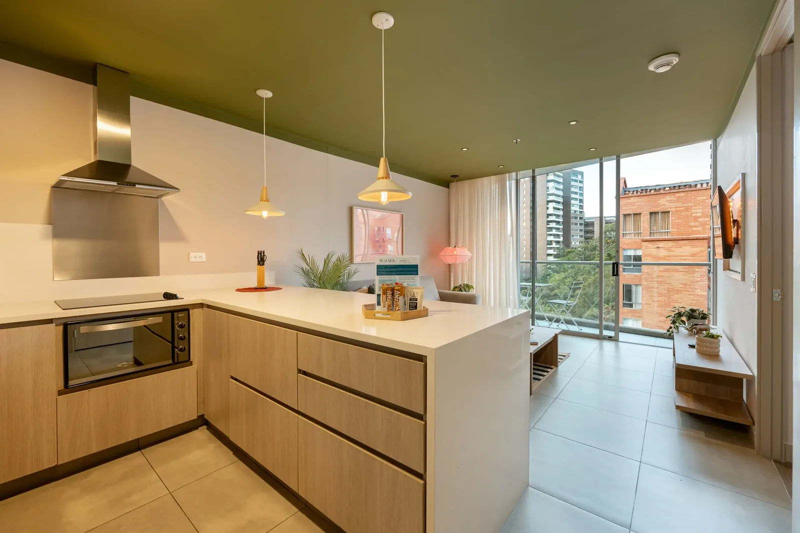 Kitchen with island in a Premium apartment at Soul Lifestyle Apartments