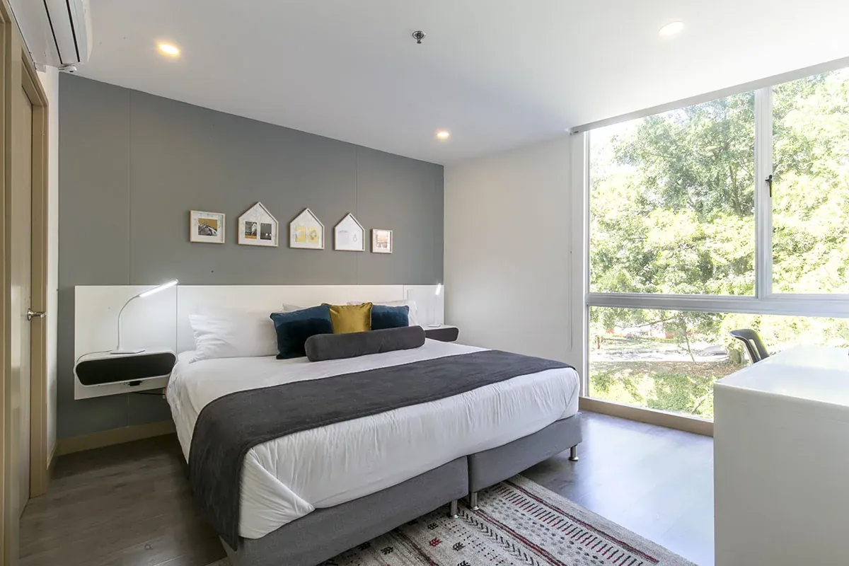 Balcony of a one-bedroom apartment at Soul Lifestyle Apartments, Medellín