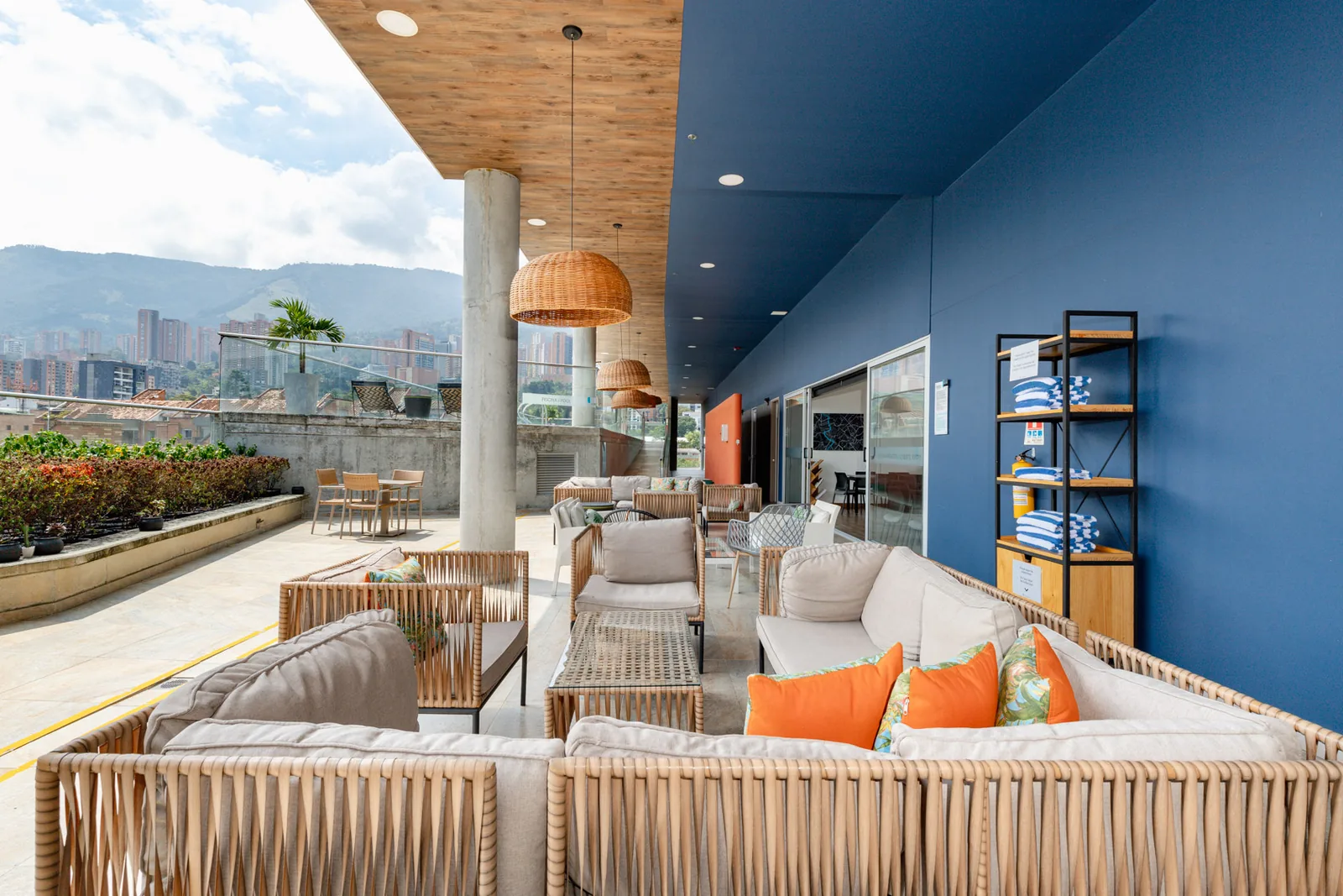 Terrace lounge on the Soul Lifestyle rooftop, Medellín