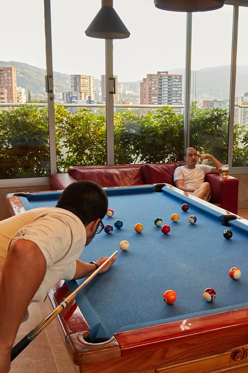 Billiards table in the game room at Soul Lifestyle Apartments, El Poblado